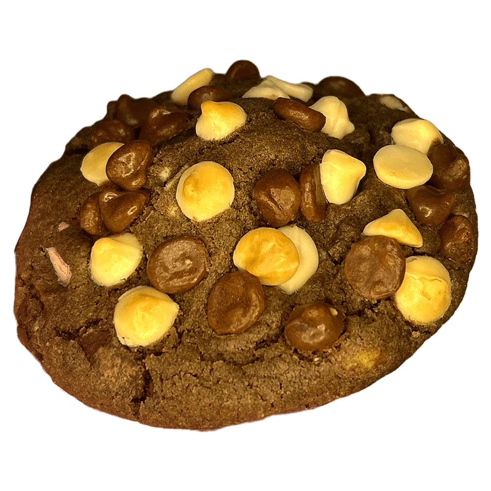 Cookie triplo chocolate com gotas de chocolate branco e ao leite